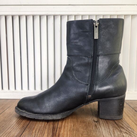 Harley-Davidson - Women’s Leather w/ Metal Buckle Black Heeled Boots - Size 8.5 - Picture 6 of 10